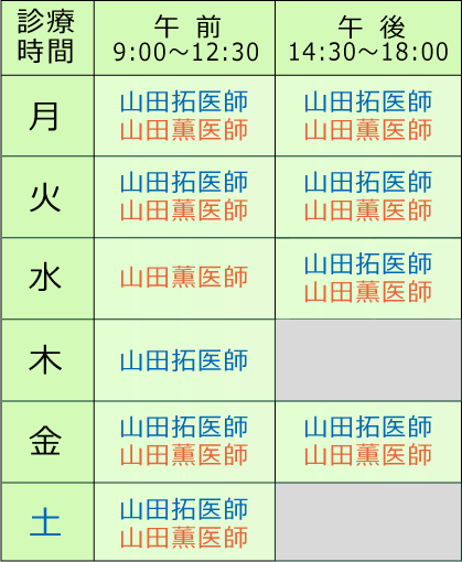 診療時間表